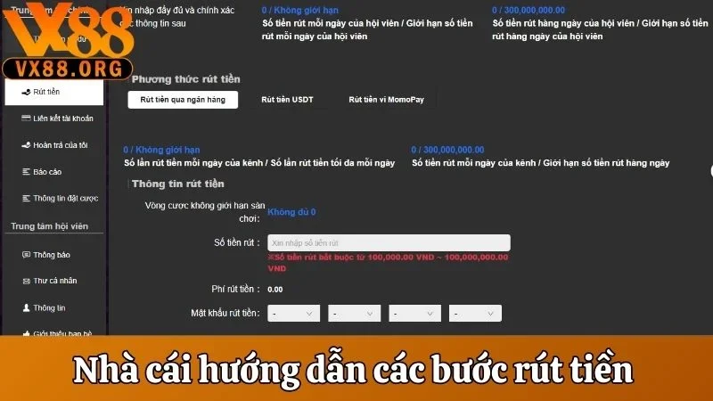 Rút Tiền VX88 - Hướng Dẫn Các Bước Và Lưu Ý Khi Thực Hiện 3 Nhà cái hướng dẫn các bước rút tiền trên 3 phương thức